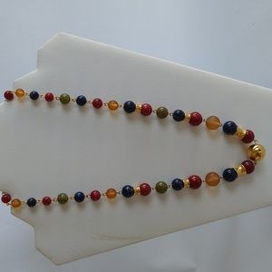 Liz Claiborne Frosted Multi-Color Beaded Necklace 24" Vintage